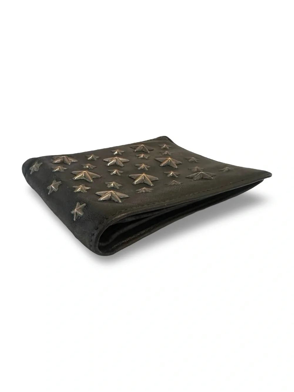 Jimmy Choo Black Leather Wallet with Gold Star Studs